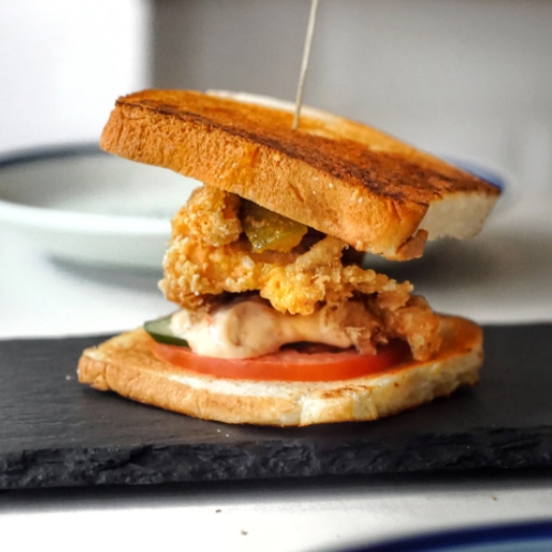 nutmeg and clove crispy chicken sandwich happy hour